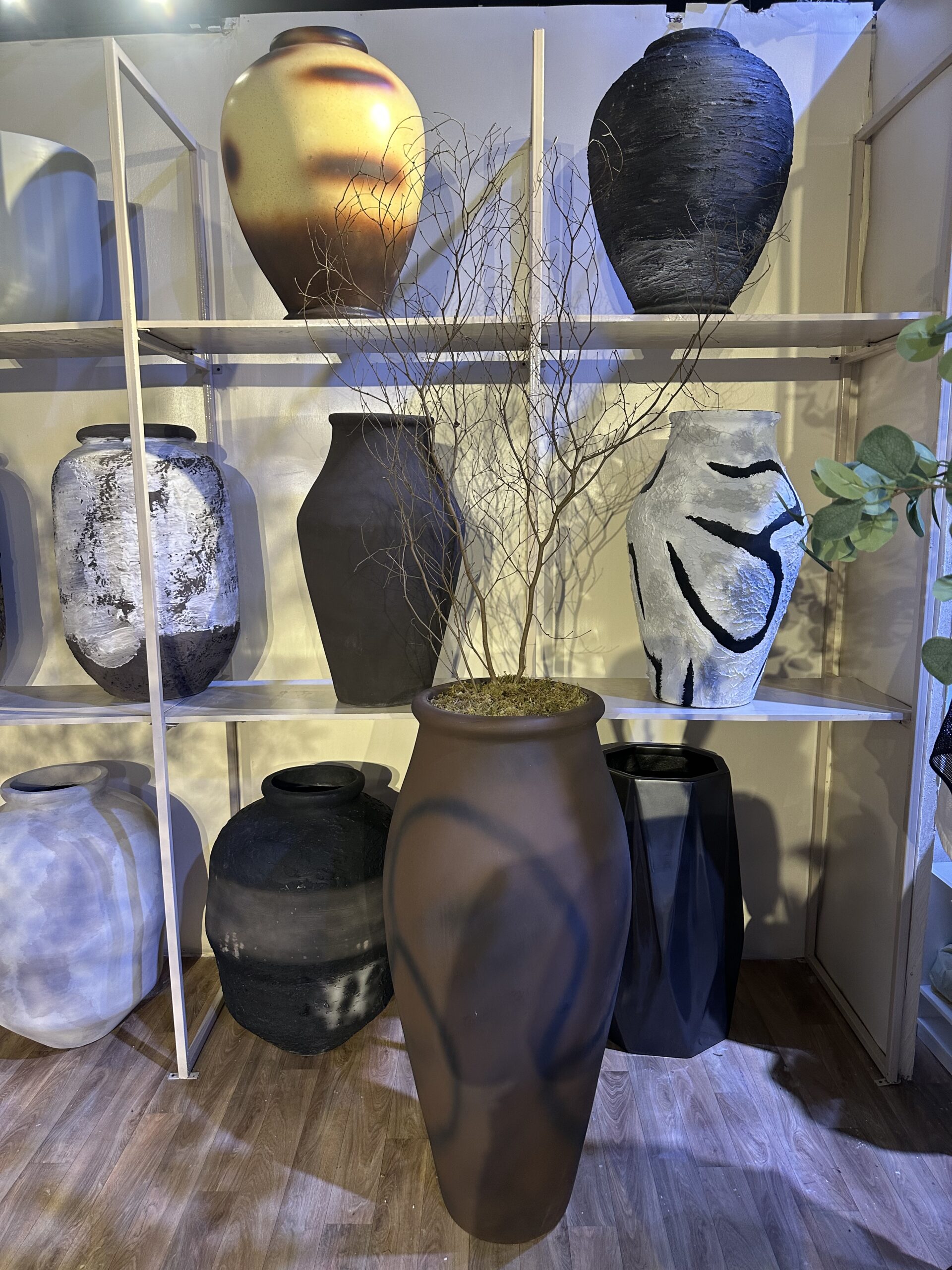 Faded Brown Nile Antique Planter displayed at Design Week Lagos 2025 by Oriental Effect