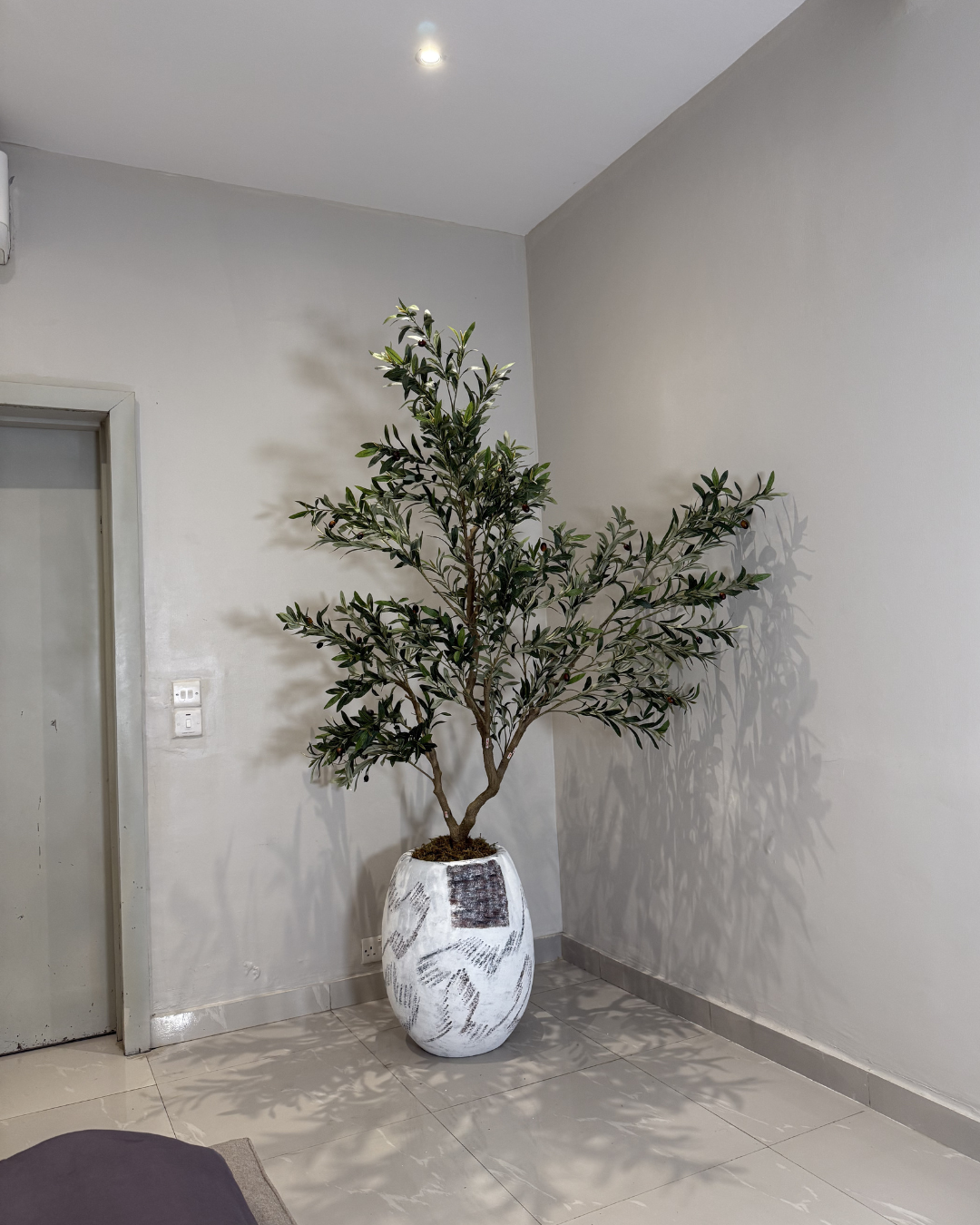 Artificial Wide Olive Tree 210cm Artificial Wide Olive Tree in White Rustic Big Evo Pot for modern home décor and luxury interior styling