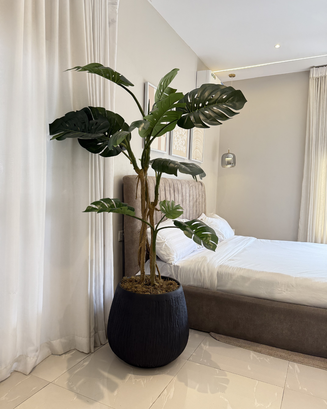 Untitled design - 2026-06-10T192954.508 Artificial Monstera Plant in Matte Black Rough Big Merlot Pot