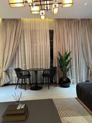 Artificial Traveler Palm (140cm) with Black Orbis Pot