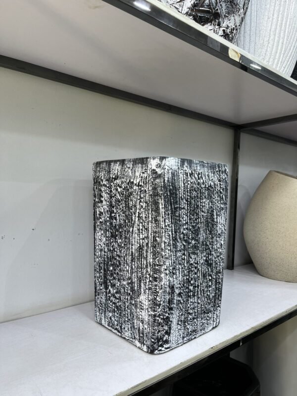 Black and White Rough Square Merlot Fibrecast Planter 52cm Black and White Rough Square Merlot Fibrecast Planter 52cm