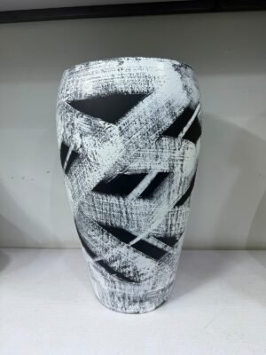 Black and White Stroked Small Rotunda Fibrecast Planter 54cm Black and White Stroked Small Rotunda Fibrecast Planter 54cm