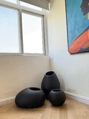 Granite Black Fibrecast Cluster Pot Set