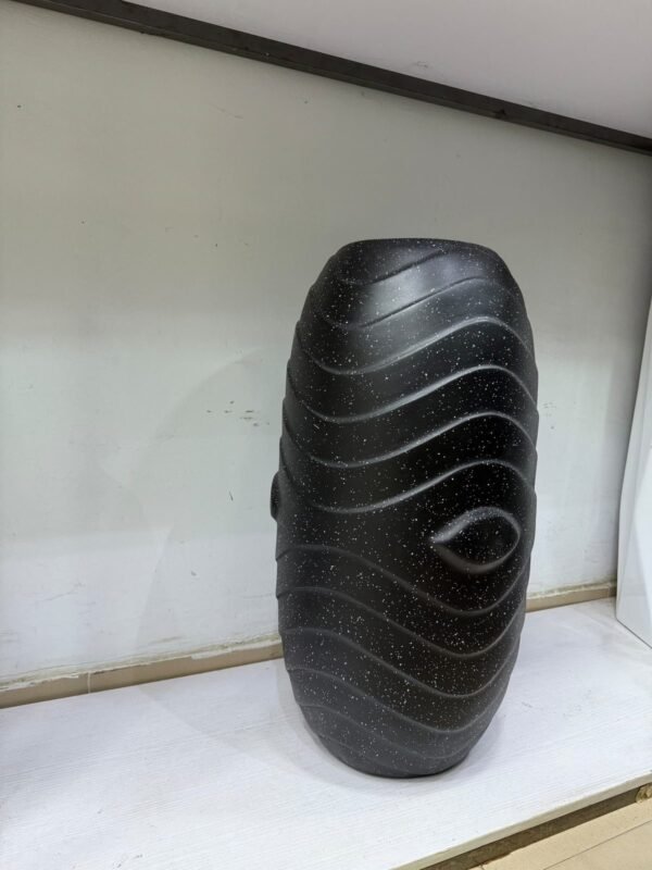 Granite Black Slim Wave Pot Fibrecast Planter 72cm, view 2