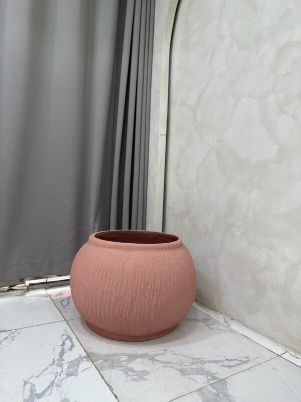 Granite Pink Bowl Merlot Pot Fibrecast Planter 37cm, view 4