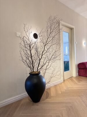 Matte Black Ampora Antique Planter with Big Natural Twigs