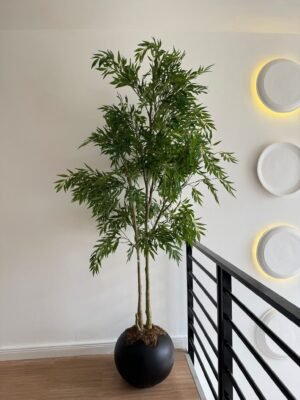 Matte Black Wobble Pot with 210cm Artificial Mahonia Tree