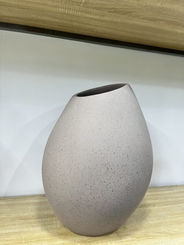 Pastel Grey Granite Mango Pot Fibrecast Planter 55cm Pastel Grey Granite Mango Pot Fibrecast Planter 55cm, view 3