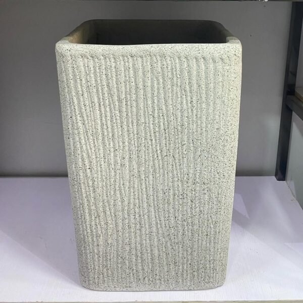 Rough Square Merlot (Pastel Grey Granite) Fibrecast Planter 52cm, view 3