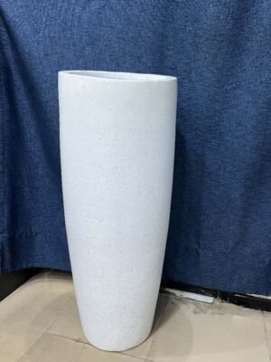 Slant Cylinder Granite White Fiberglass Planter 100cm Slant Cylinder Granite White Fiberglass Planter 100cm