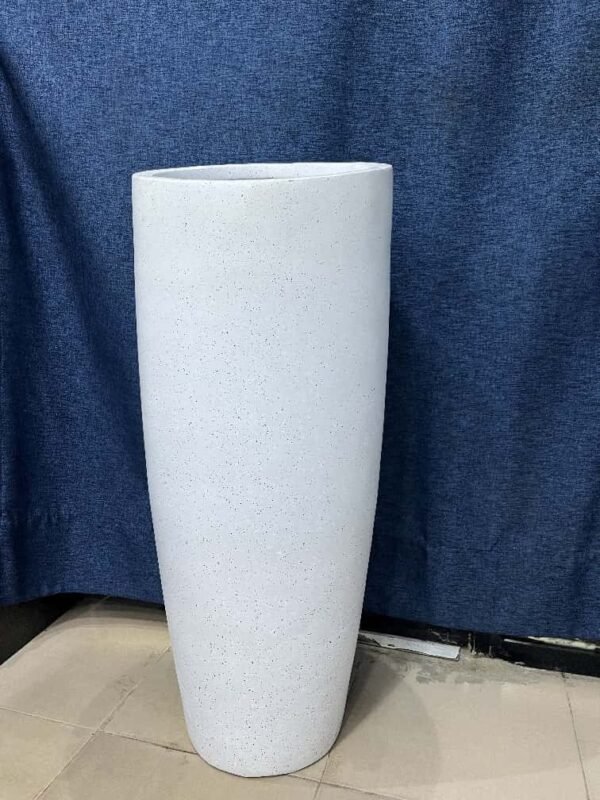 Slant Cylinder Granite White Fiberglass Planter 100cm, view 2