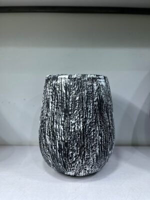 Small Rough Merlot Black and White Fibrecast Planter 42cm Small Rough Merlot Black and White Fibrecast Planter 42cm