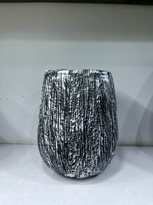 Small Rough Merlot Black and White Fibrecast Planter 42cm, view 2
