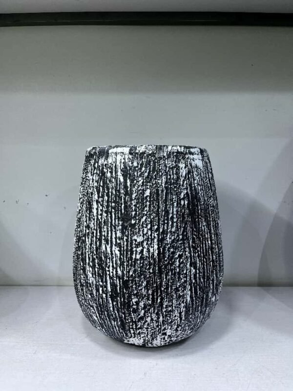 Small Rough Merlot Black and White Fibrecast Planter 42cm, view 3