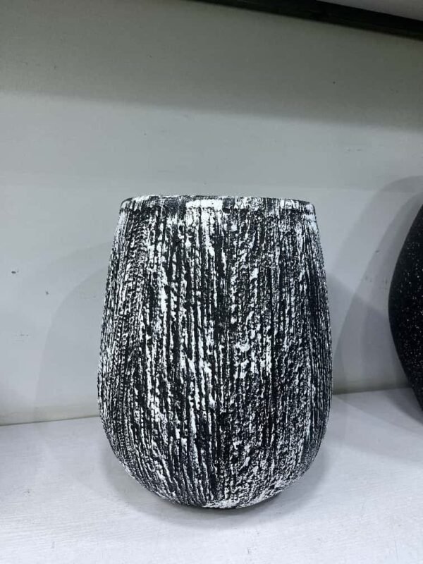 Small Rough Merlot Black and White Fibrecast Planter 42cm, view 4