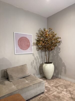 Textured Off-White Lake Antique Pot with Artificial Money Tree