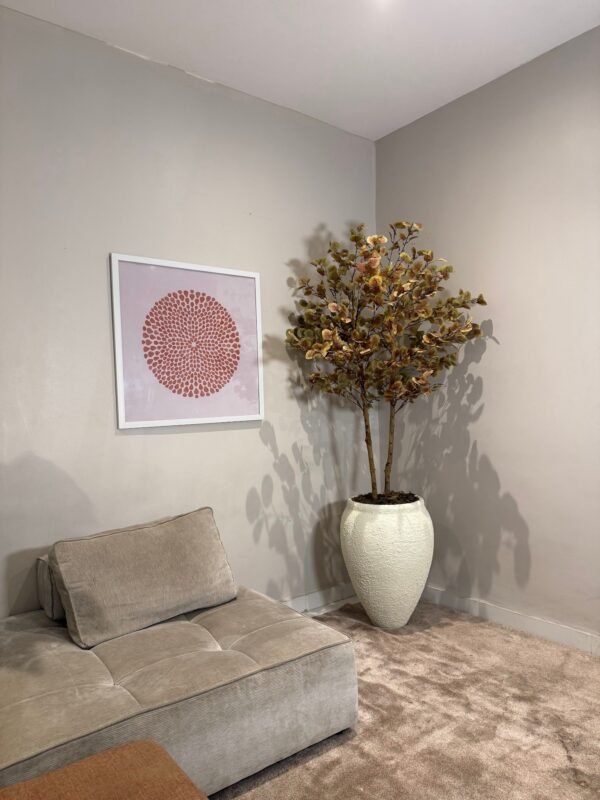 Textured Off-White Lake Antique Pot with Artificial Money Tree
