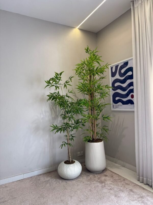 Textured Pale Flat Orbis and Nude Honey Pot Styled with Artificial New Bamboo Tree