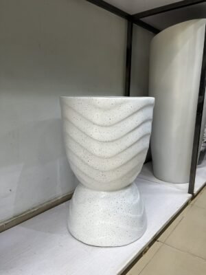 White Granite Wave Hourglass Fibrecast Planter 57cm