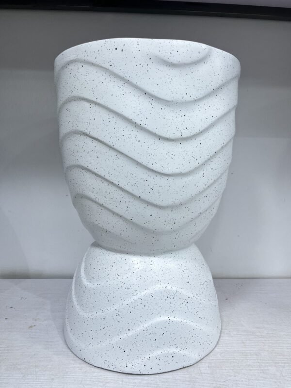 White Granite Wave Hourglass Fibrecast Planter 57cm, view 2