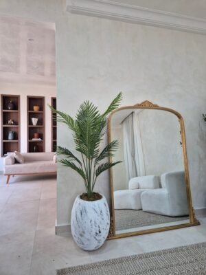 White Rustic Big Evo Pot with Artificial Riverside Palm