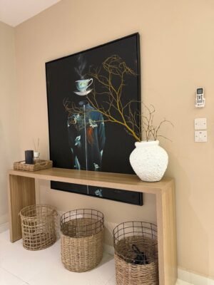 White Sandblast Vase with Twigs