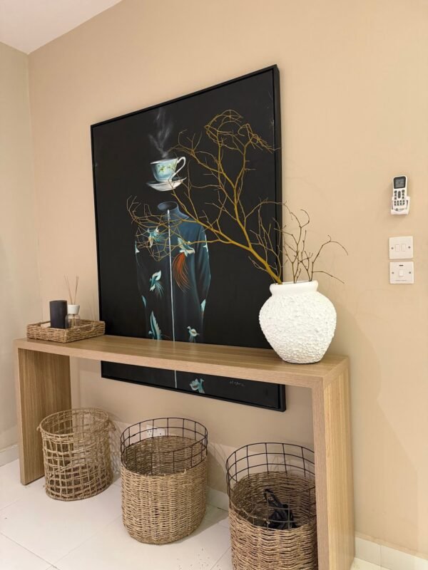 White Sandblast Vase with Twigs